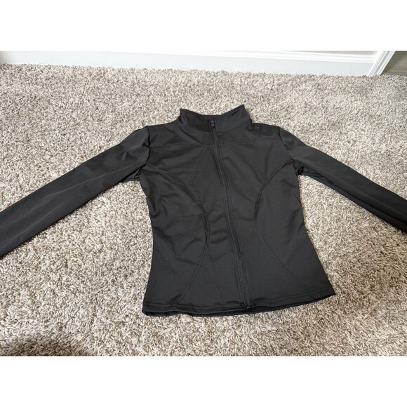 Jackets & Blazers - Women’s Black Zip Up Athletic Jacket XL Thumb Holes Yoga Gym Fitted Long Sleeve